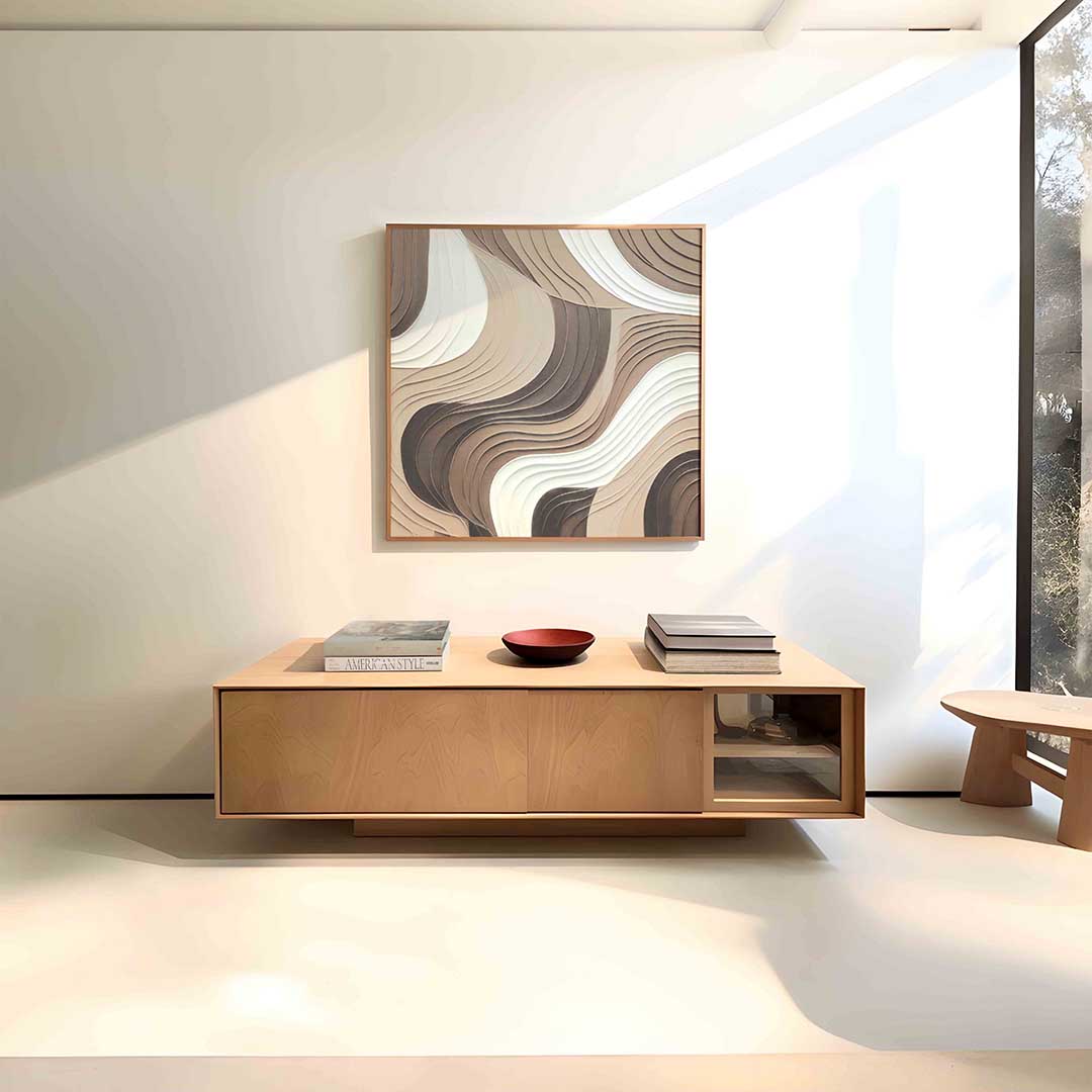 Golvende lijnen – vierkante zachte abstracte wanddecoratie van WallArtistic