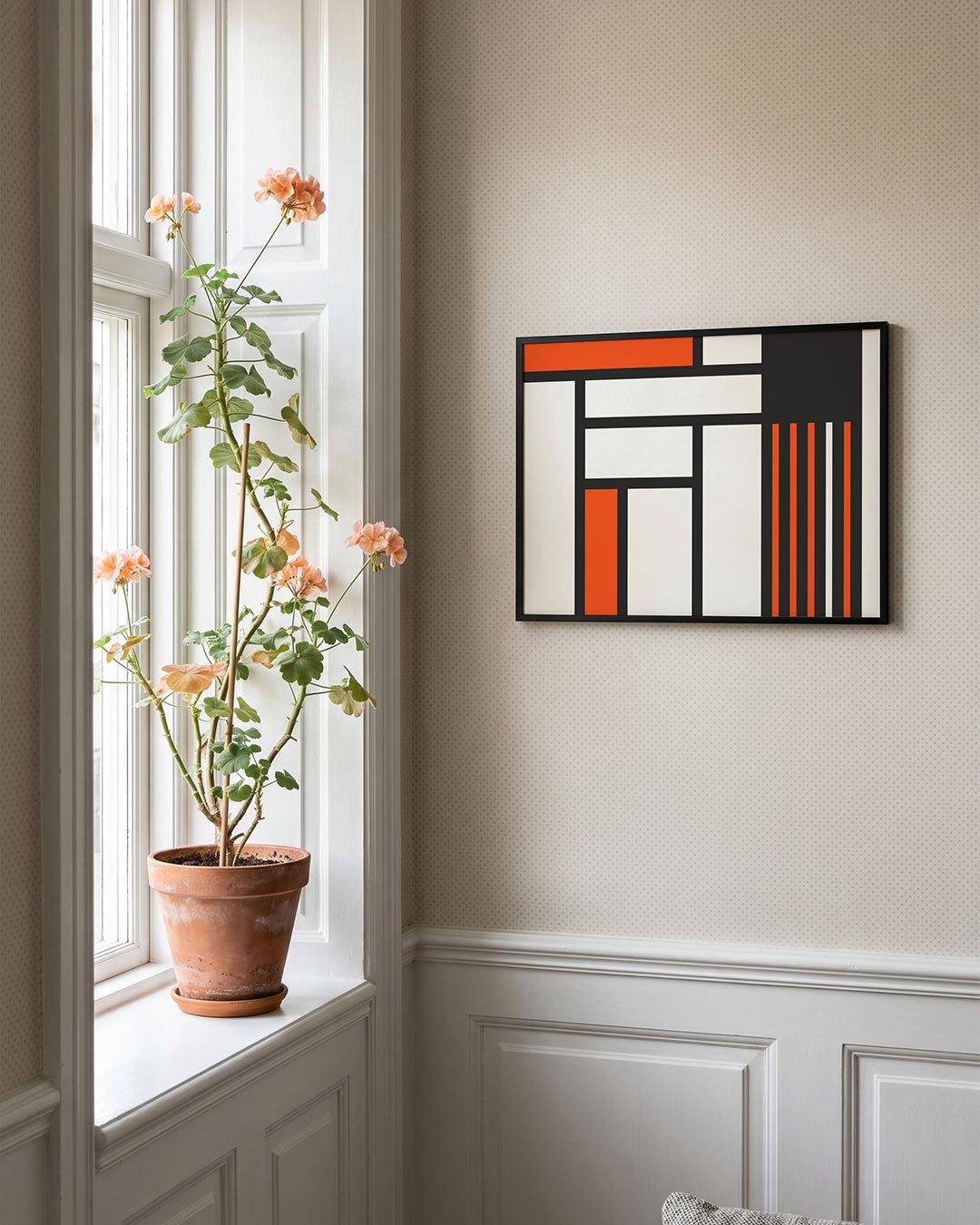 Lijnen en vlakken – liggende Bauhaus poster voor aan de muur