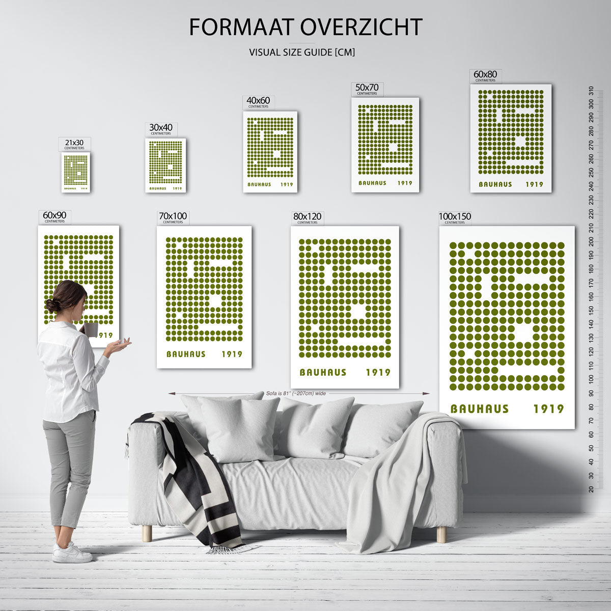 Puntpatroon en typografie – Bauhaus poster als moderne geometrische wanddecoratie