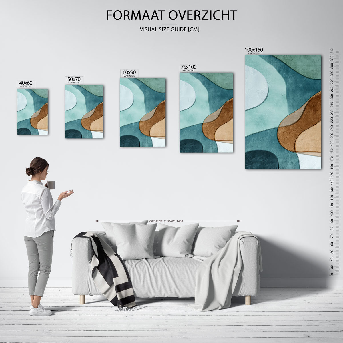 Organische vormen compositie – staand wanddecoratie kunstwerk