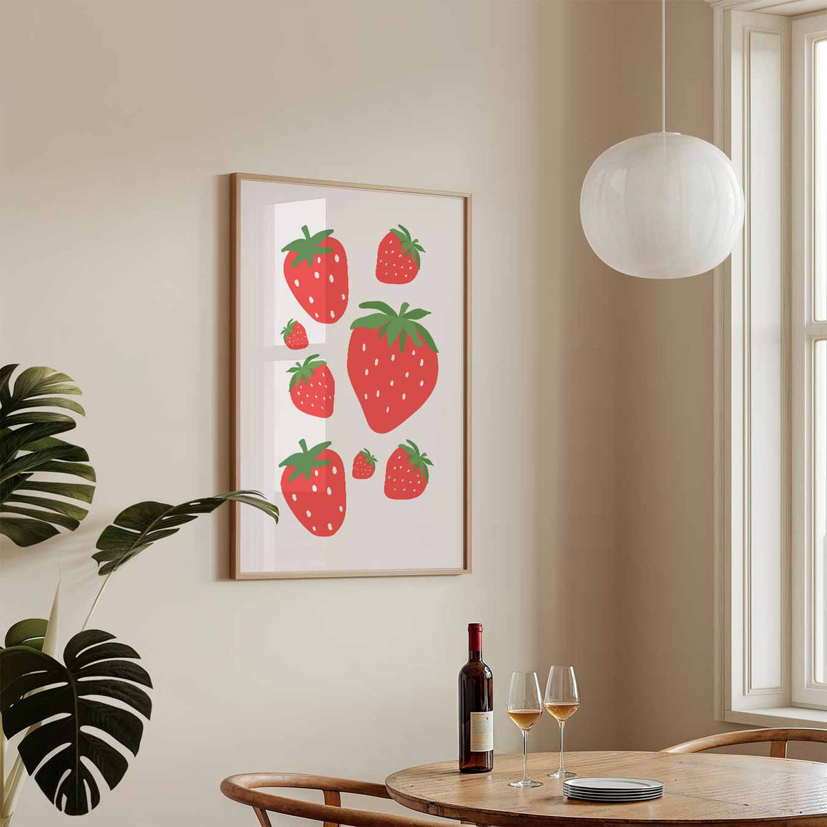 Zomerse Aardbeiensensatie – staande keuken wanddecoratie van WallArtistic