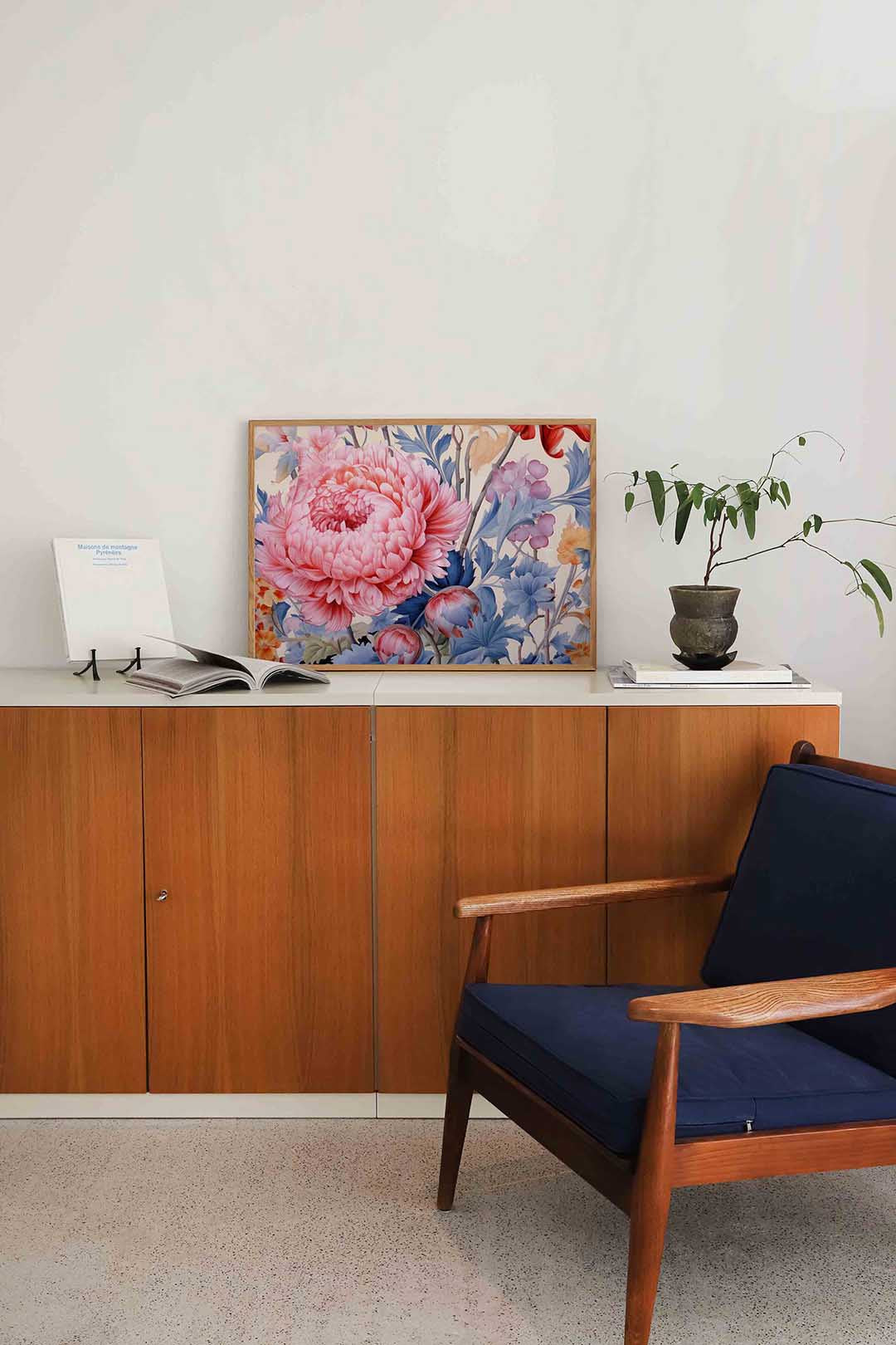 Bloemenpracht – liggende bloemen wanddecoratie van WallArtistic