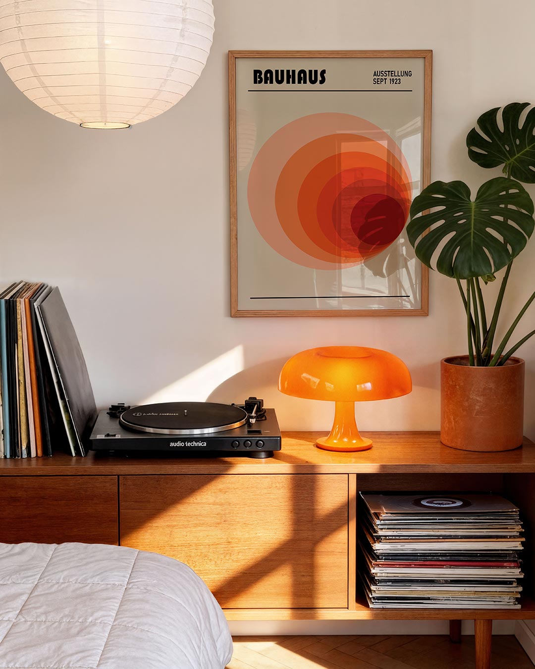 Cirkelvormen en kleur – moderne Bauhaus wandkunst als poster