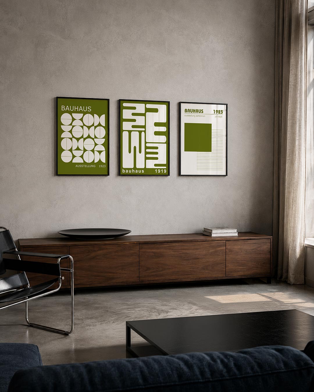 Vormenspel en ritme posterset – tweede productweergave – deze posterset in drie delen toont een speelse ordening van witte