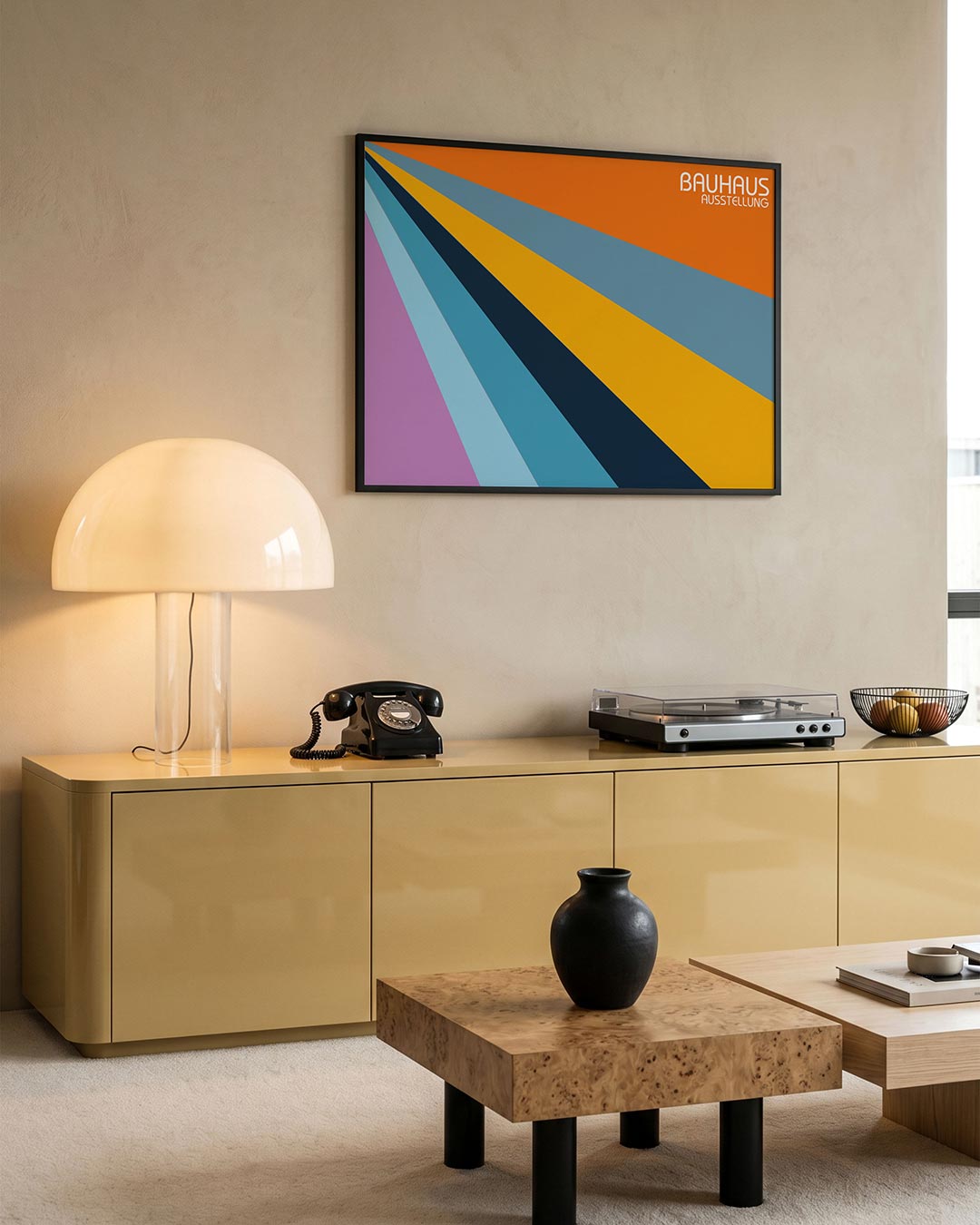 Kleurrijke stralen – moderne Bauhaus wandkunst als poster