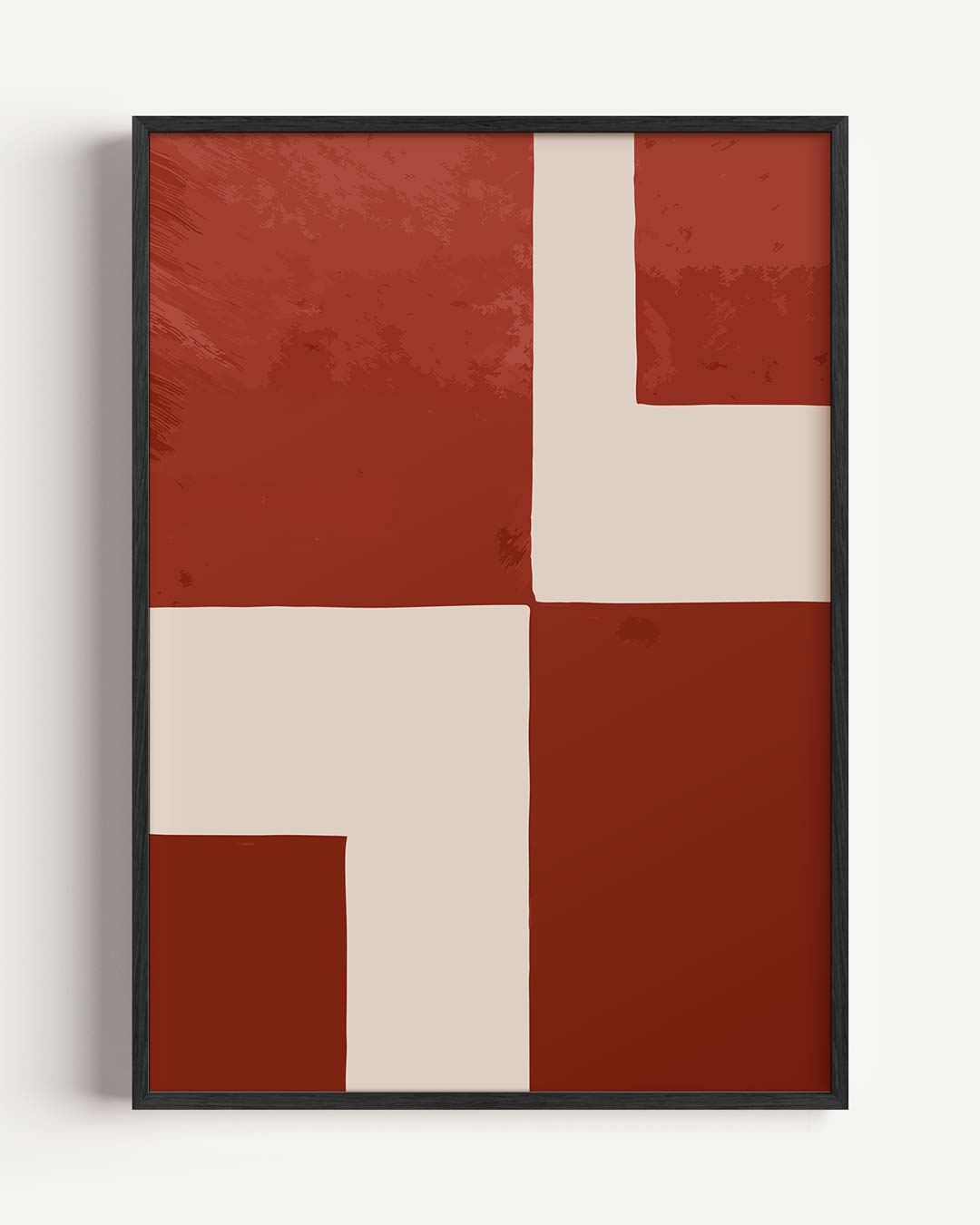 Moderne Minimalistische Rood-wit – kleurrijke abstracte portret poster als wanddecoratie