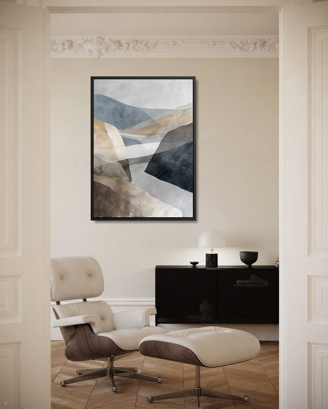 Gelaagde landschap vormen – staand wanddecoratie kunstwerk