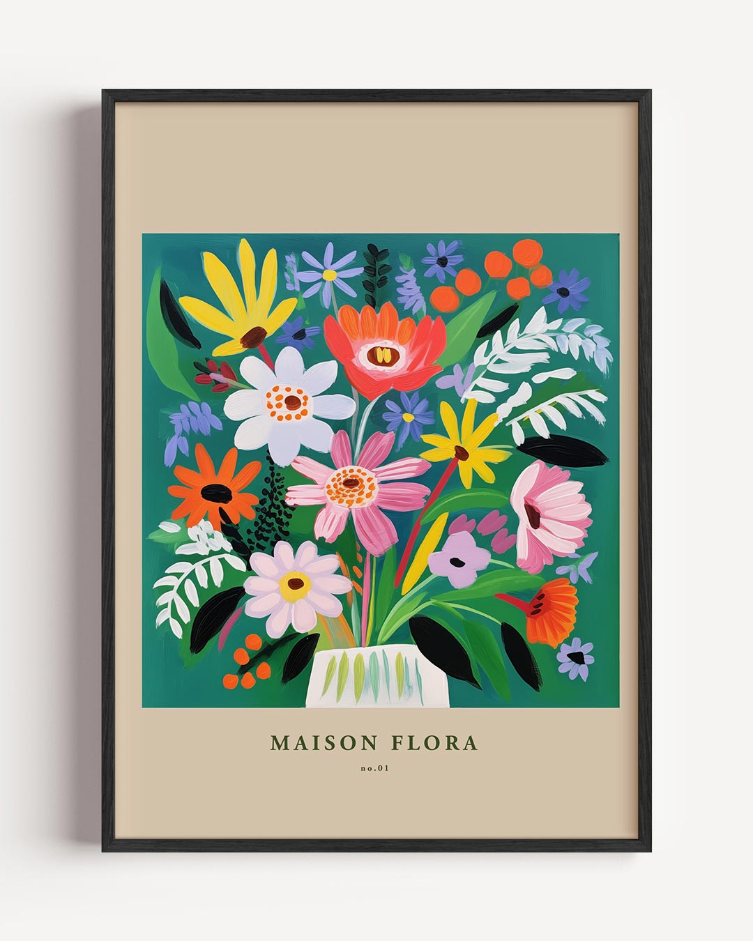 Vrolijke Bloemen Compositie – bloemen portret poster als wanddecoratie