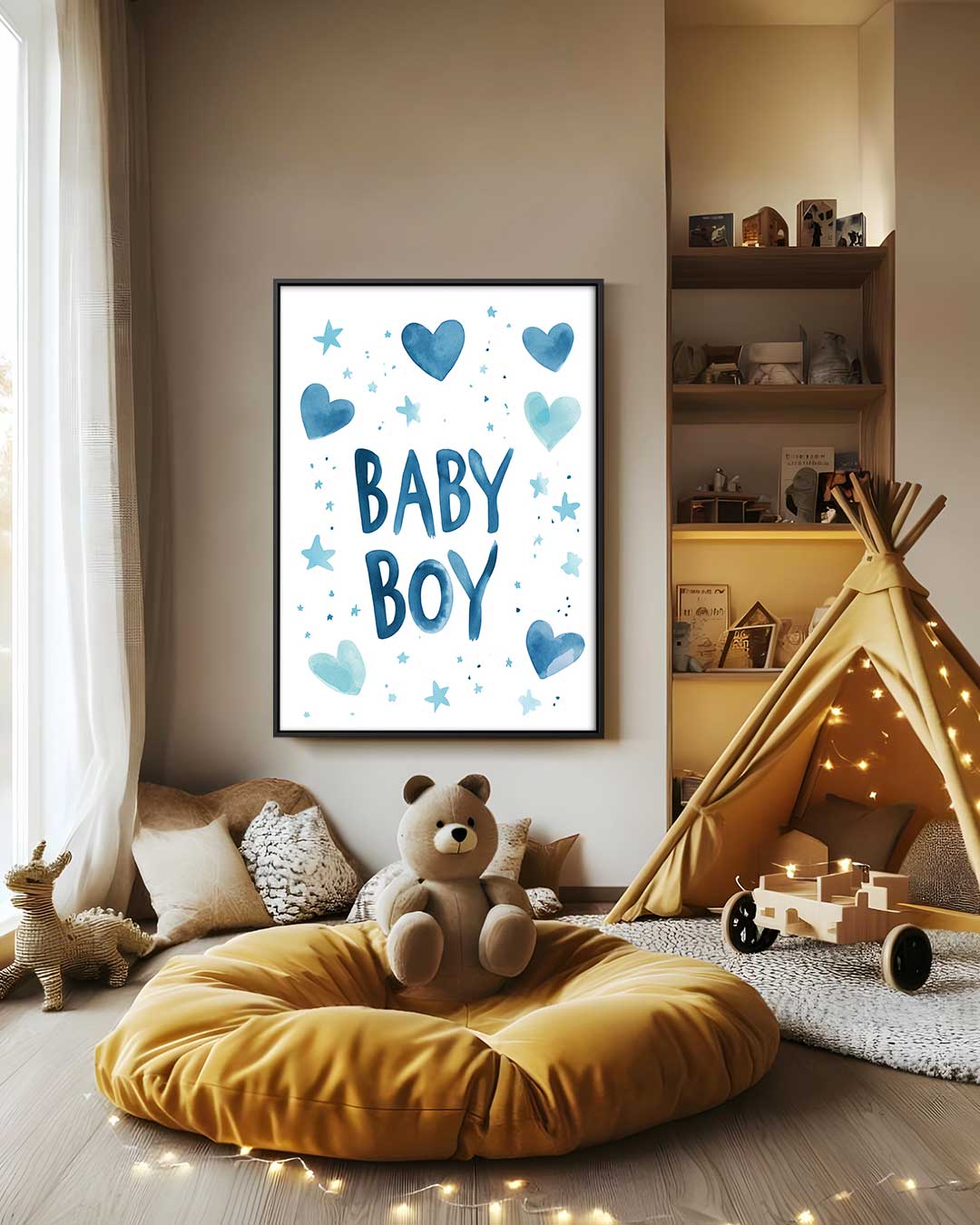 Baby Boy Waterverf Poster – staand kunstwerk voor modern interieur