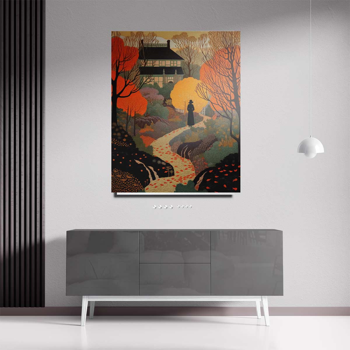 Herfstlandschap met Villa – staande wandkunst voor woonkamer of interieur