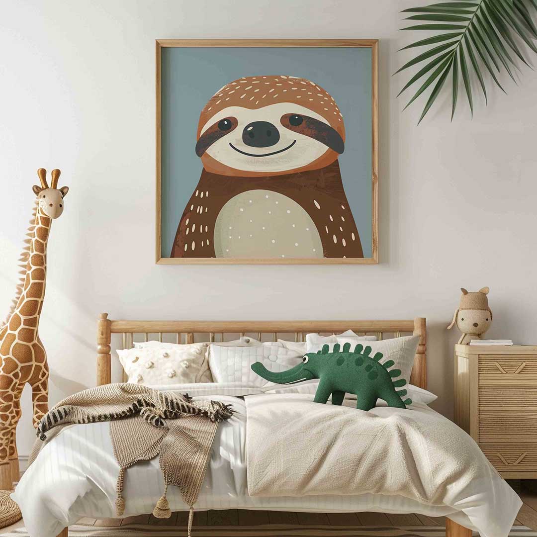 Lieve luiaard – vierkante kinderkamer wanddecoratie van WallArtistic