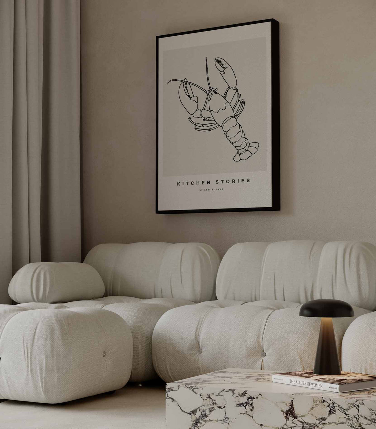 Keukenverhalen: Eenvoudige Kreeft – modern portret kunstwerk van WallArtistic