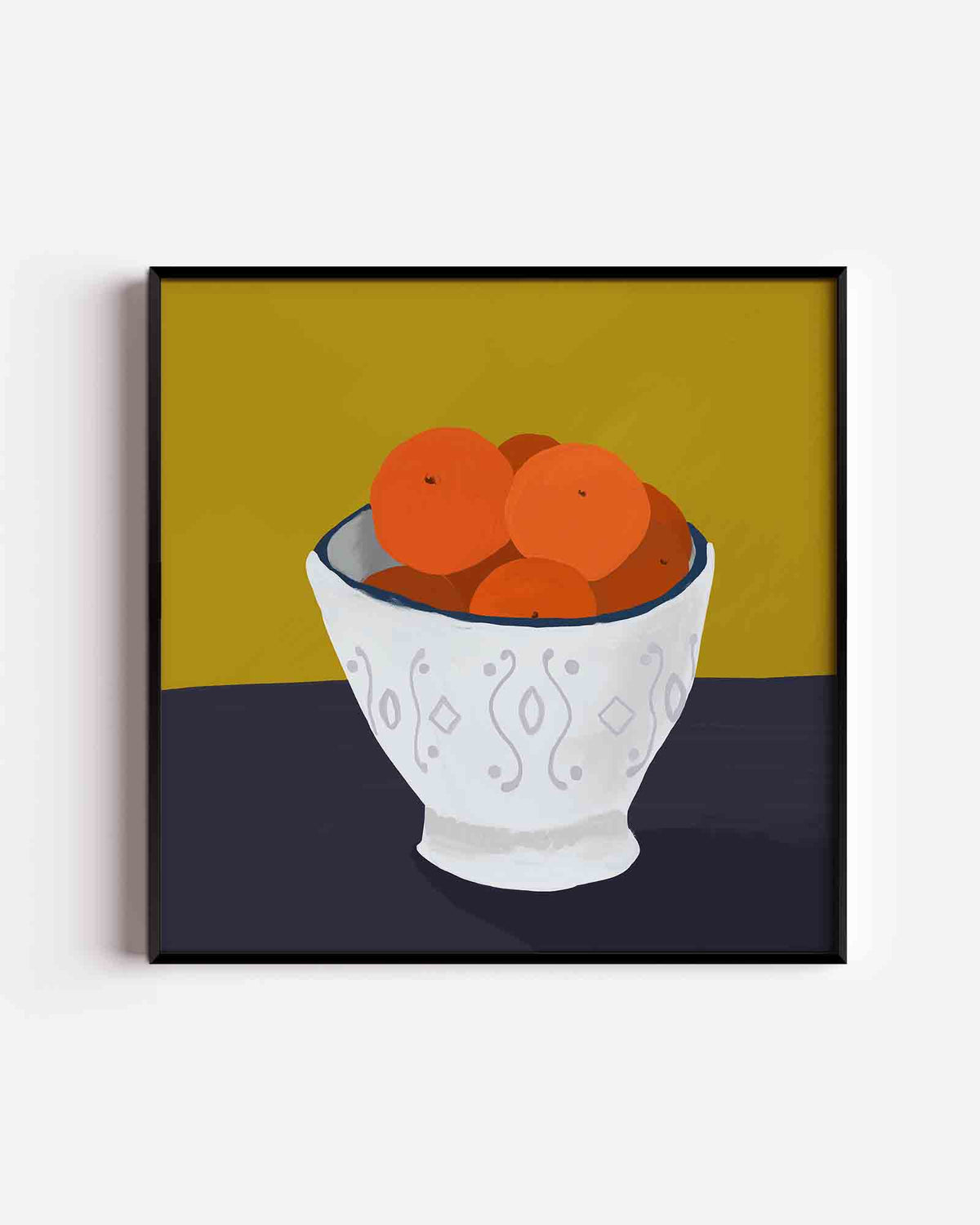 Schaal met sinaasappels – kleurrijke illustratie poster als wanddecoratie