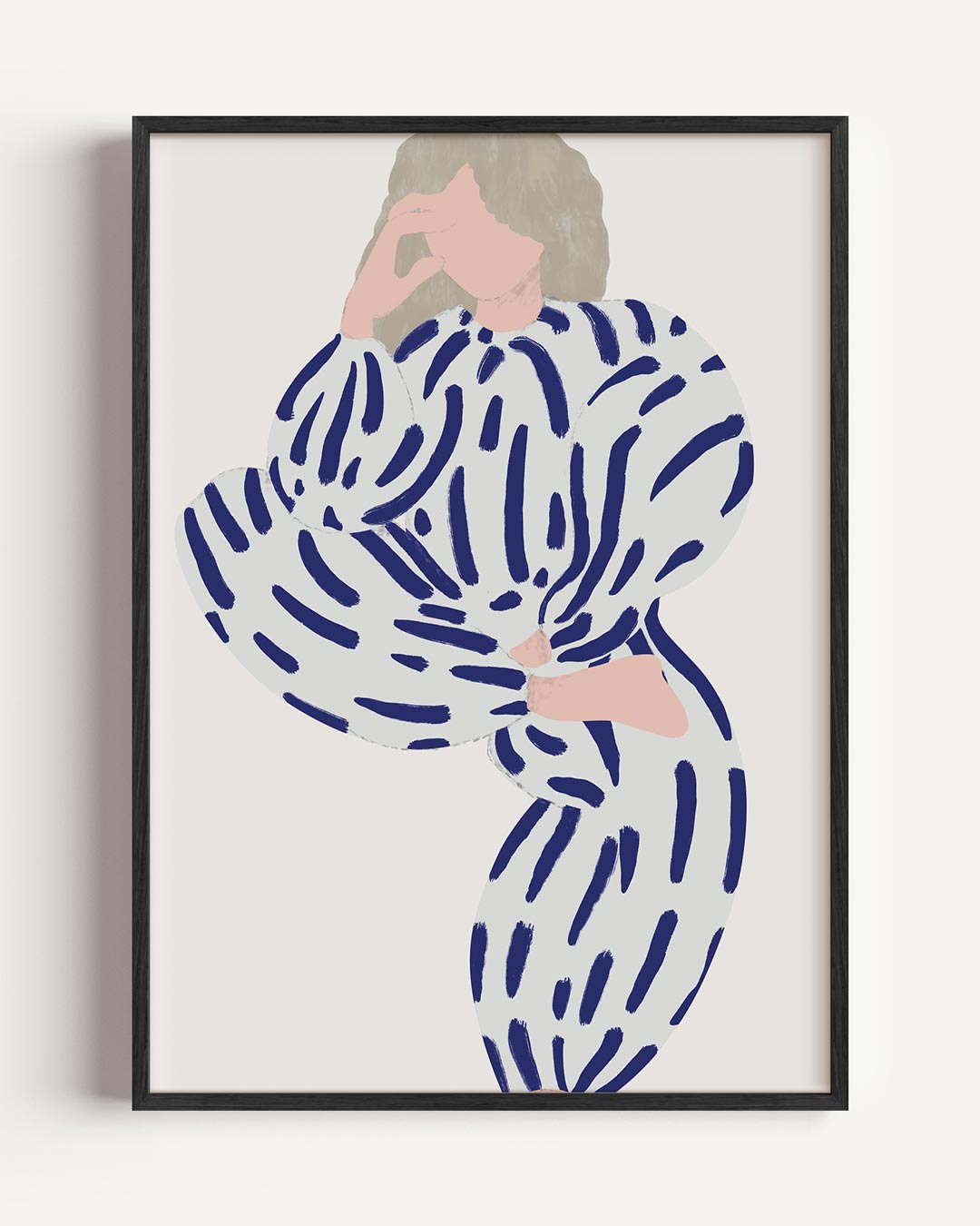 Stijlvolle Gestreepte Vrouw – vrouwelijk portret poster als wanddecoratie