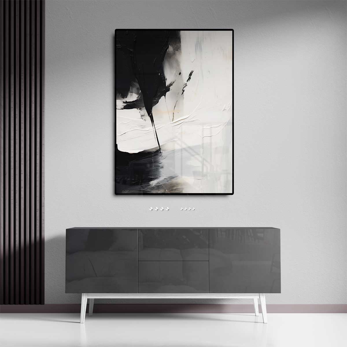 Contrasten in Abstractie – staande wandkunst voor woonkamer of interieur