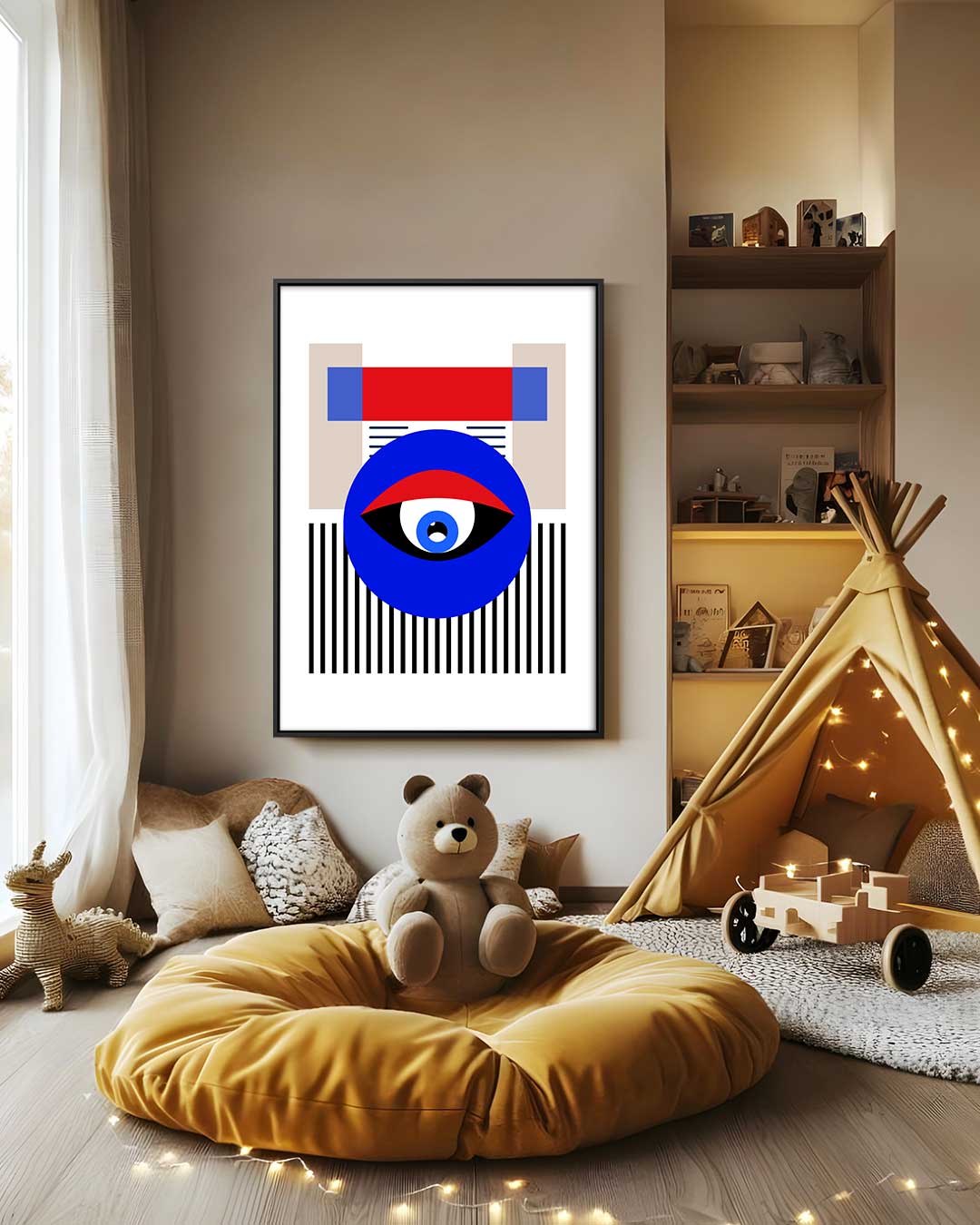 Modern Geometrisch Oogkunstwerk – canvas wanddecoratie in portret formaat
