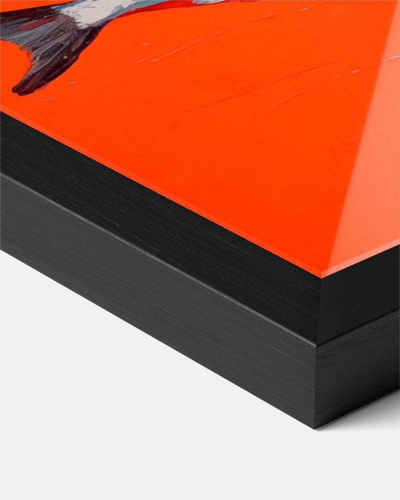 Vier Visjes op een Rijk Oranje Canvas – staande muurposter voor keuken of eethoek