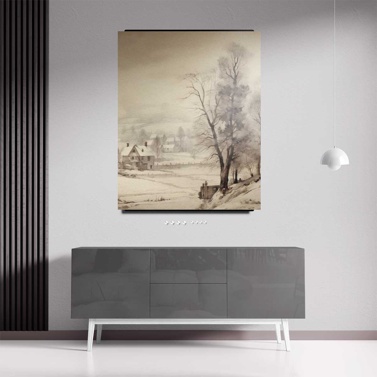 Winterse Rustieke Idylle – dibond kunstwerk als wanddecoratie
