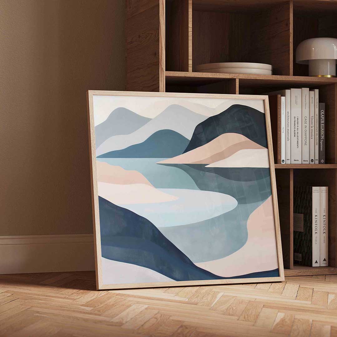 Landschap met bergen – moderne wandkunst als vierkante poster