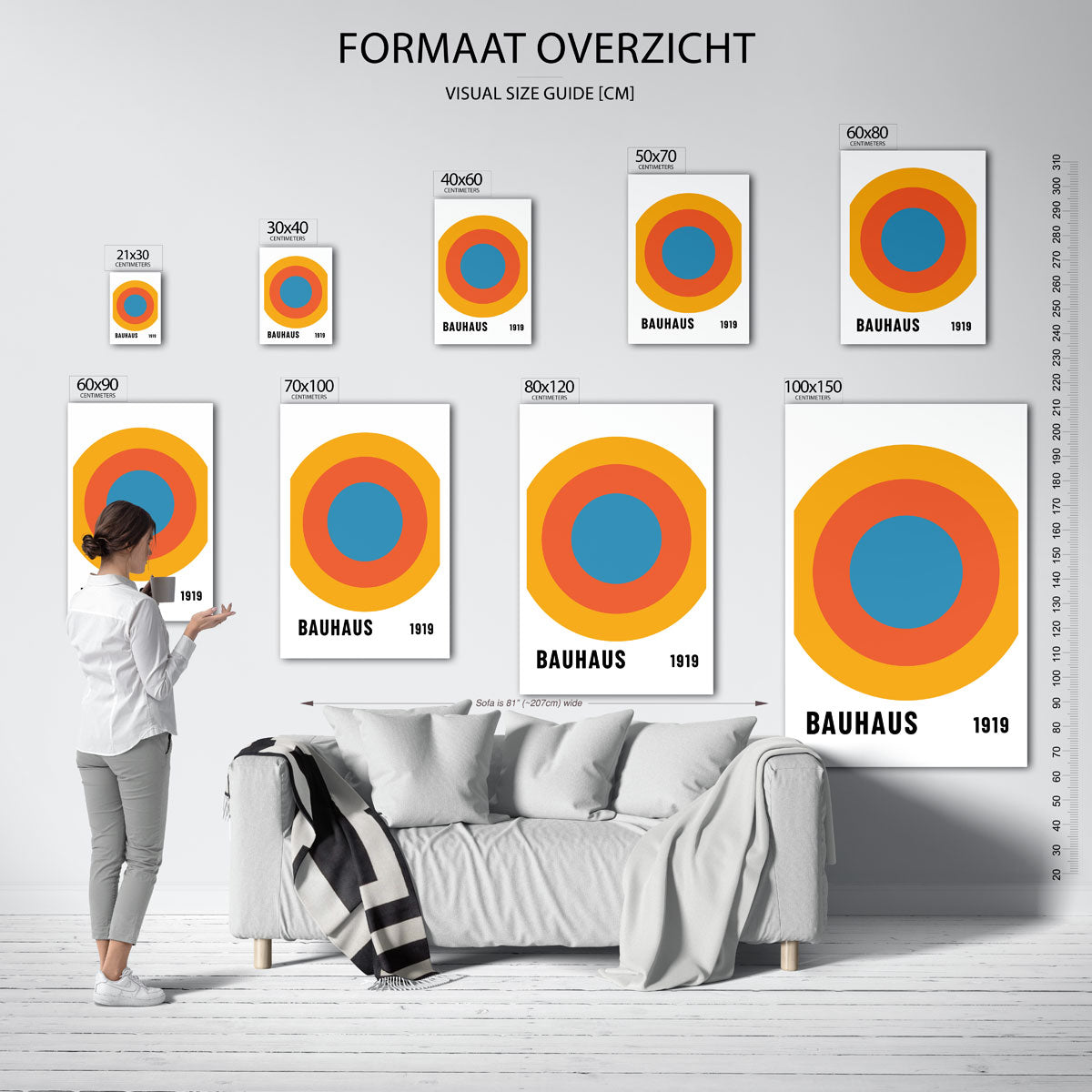 Cirkelvormen en kleur – geometrische poster in Bauhaus-stijl van WallArtistic