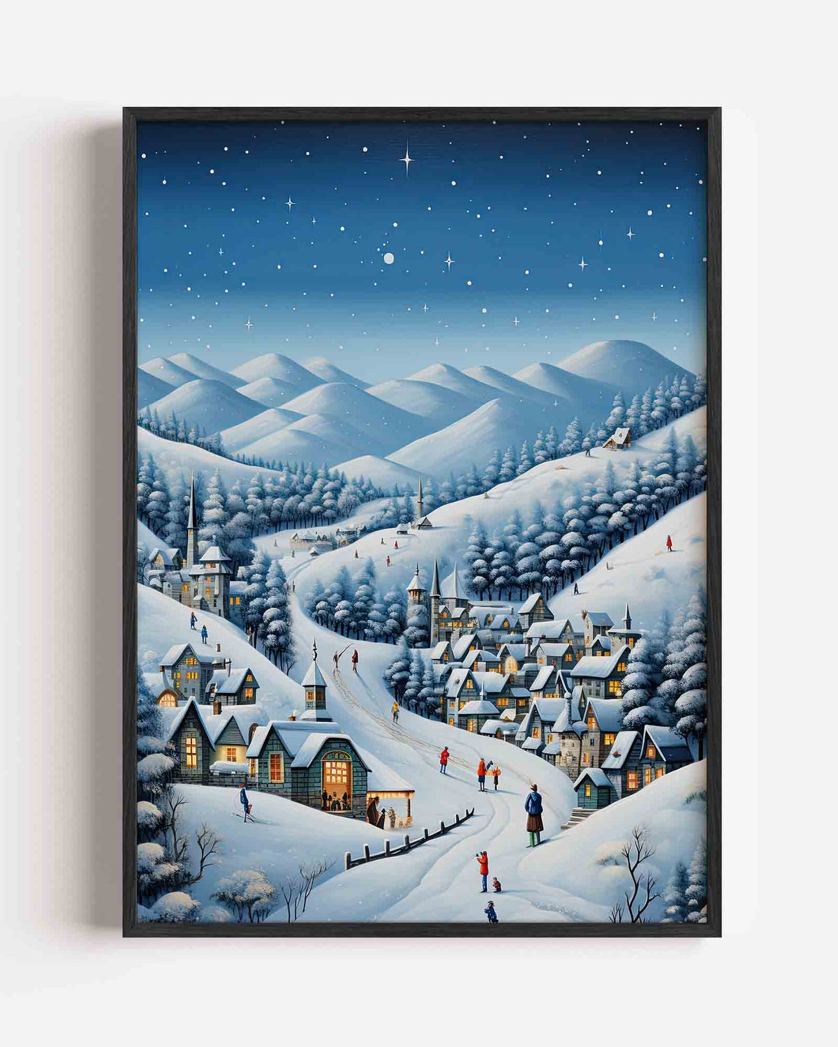 Winterdorp in de bergen – kerst portret poster als wanddecoratie