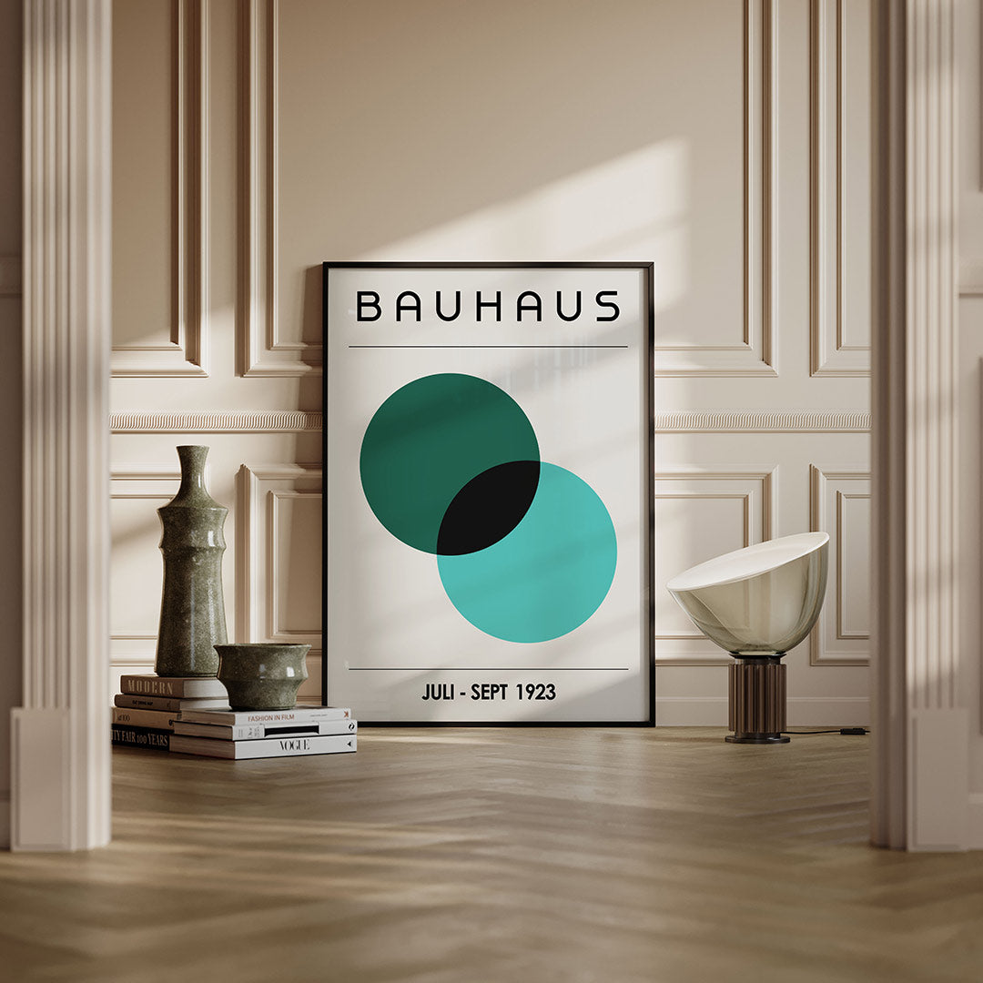 Cirkelvormen en lijnen – moderne Bauhaus wandkunst als poster