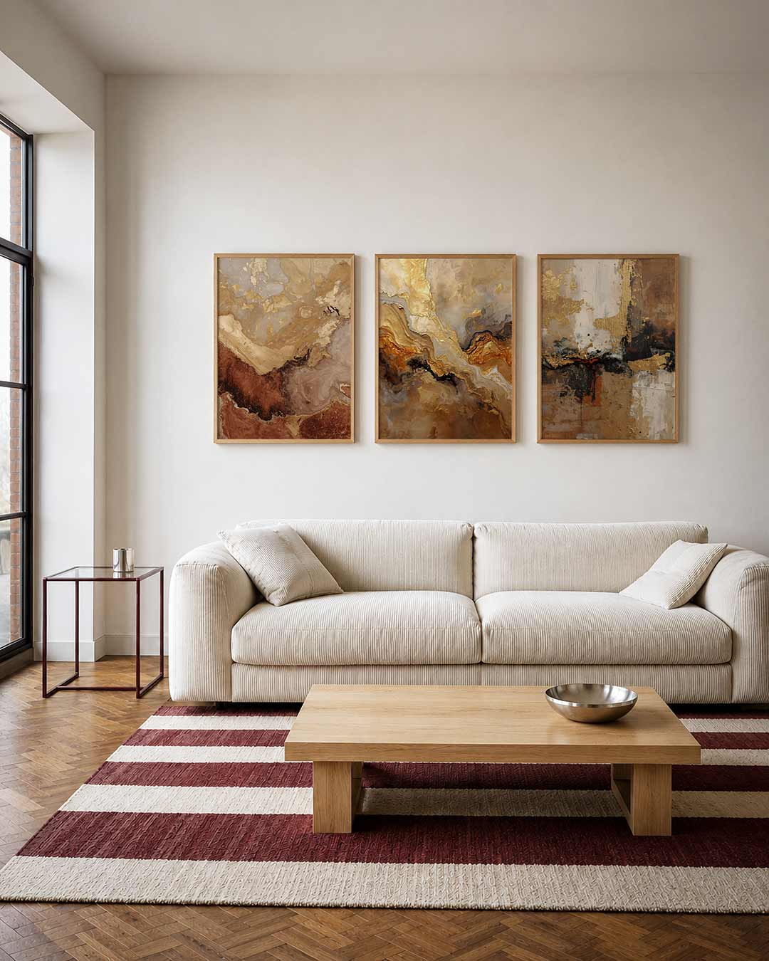 Aardse kleurenmix driedelige posterset – deze posterset in drie delen toont een vloeiende mix van