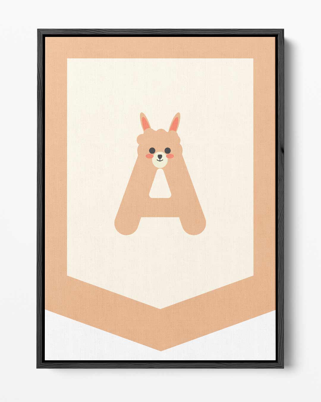 Schattige Alpaca Letter A – portret kunstwerk als wanddecoratie