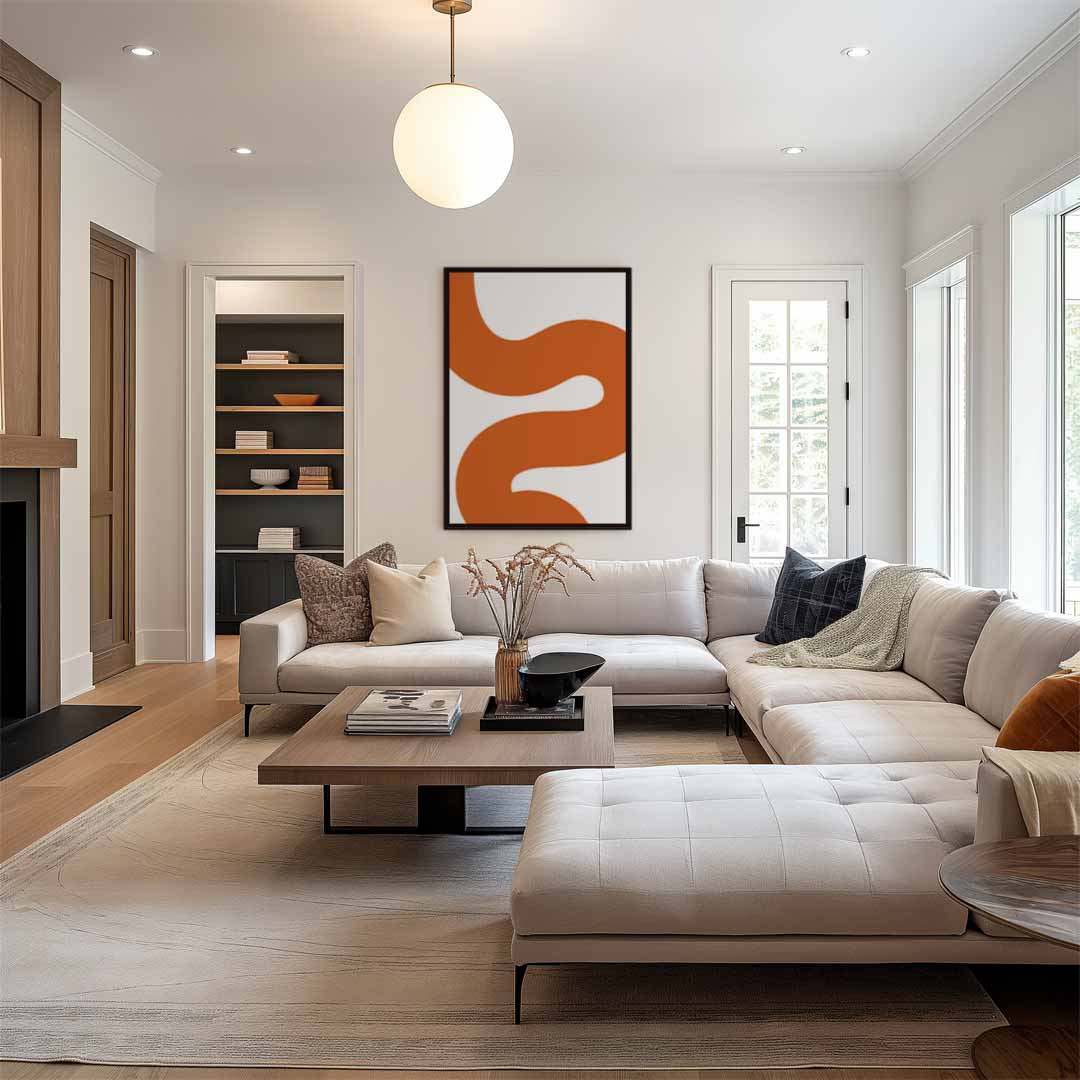 Golvend Oranjepatroon – staand kunstwerk voor modern interieur