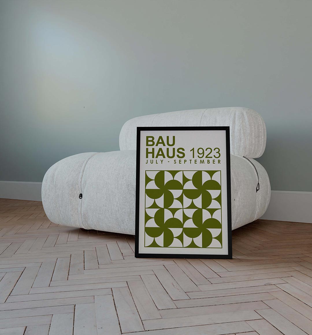 Vormritme en kleur – geometrische poster in Bauhaus-stijl van WallArtistic
