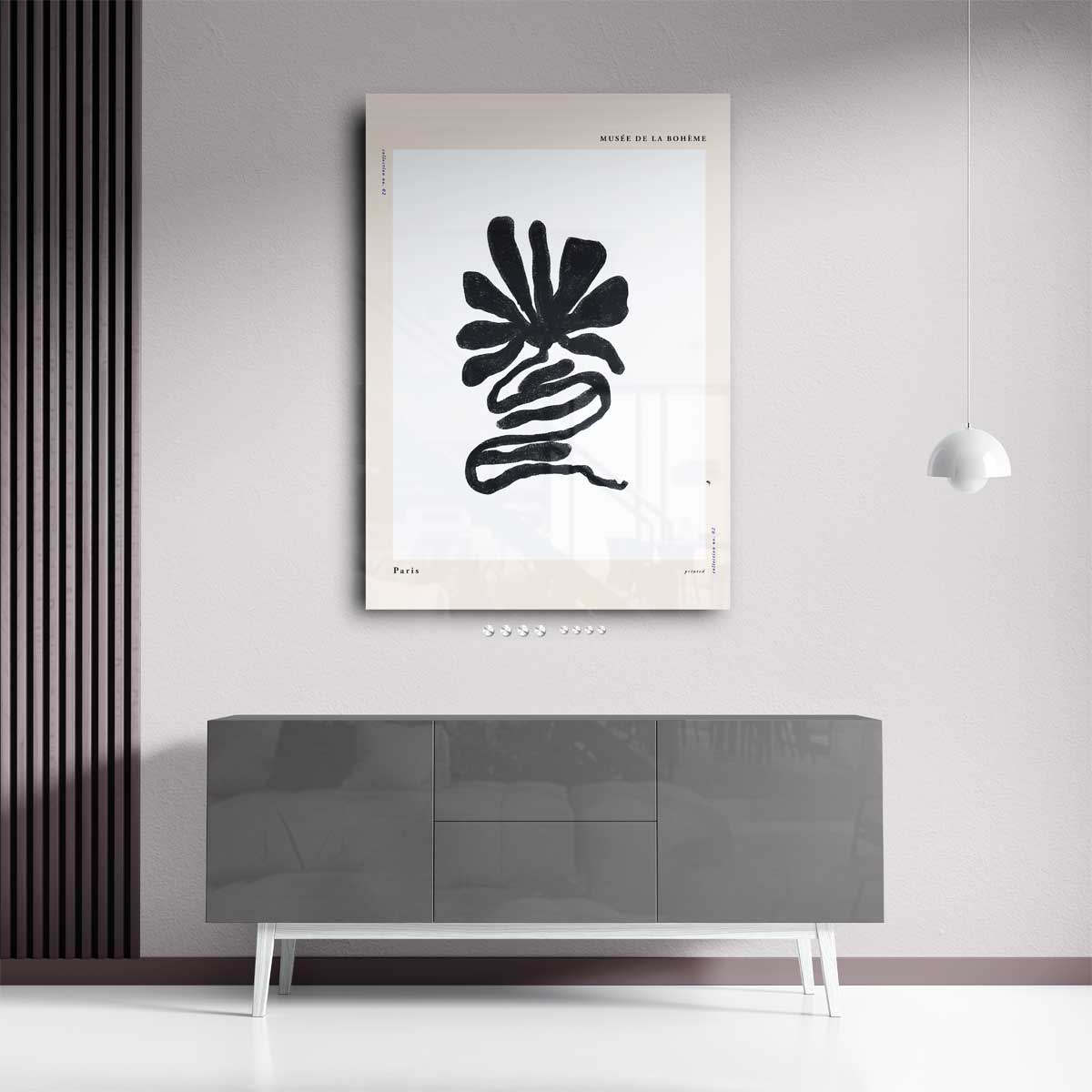 Organische Zwart-Wit Bloem – staand kunstwerk voor modern interieur