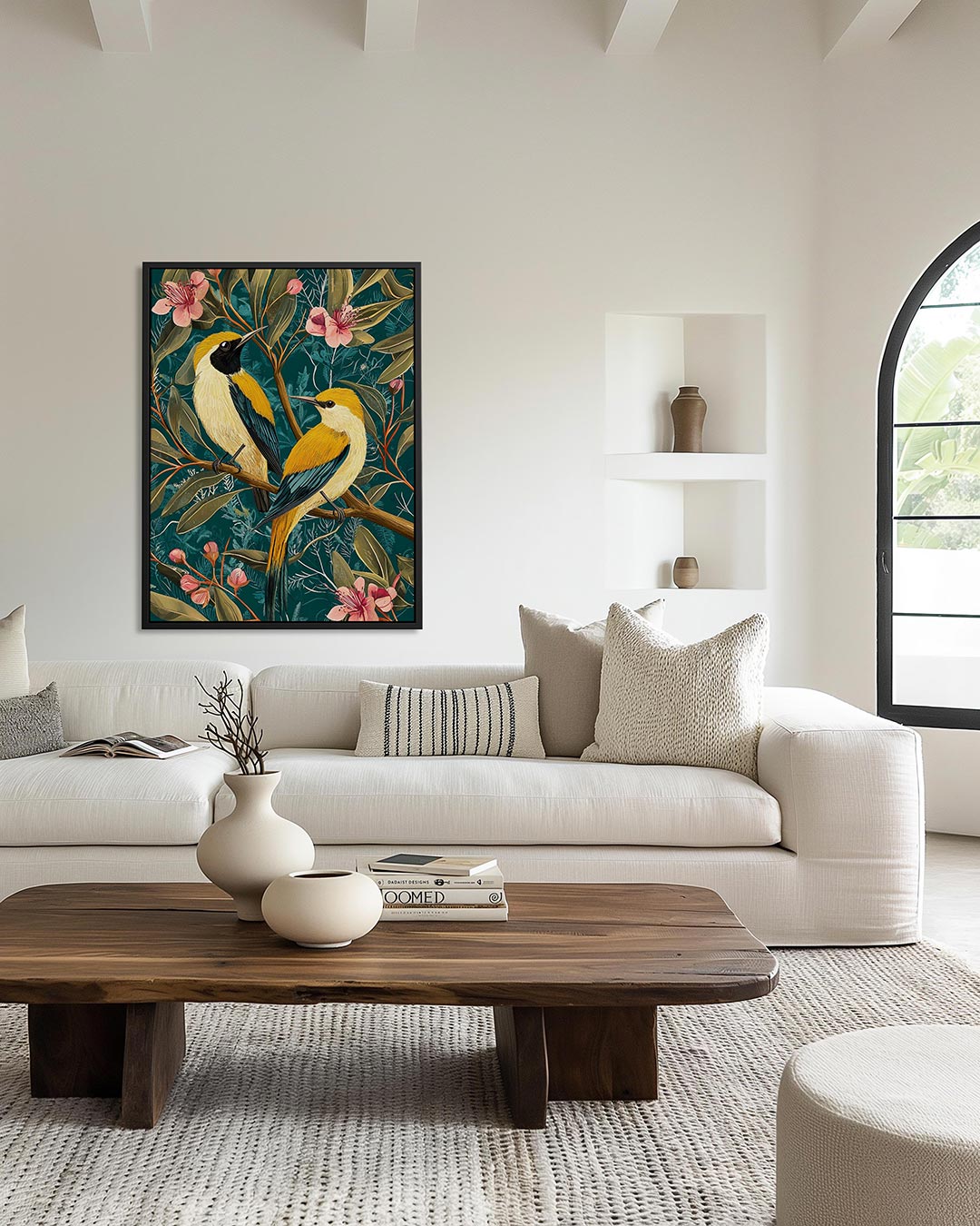Vogels en bloemen – staand wanddecoratie kunstwerk