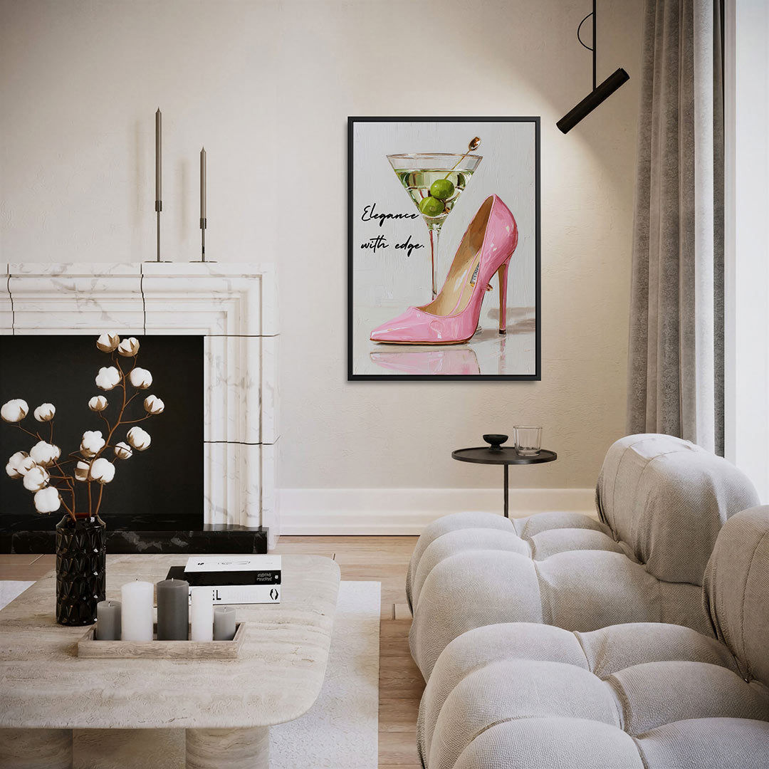 Cocktail en schoen – staand wanddecoratie kunstwerk