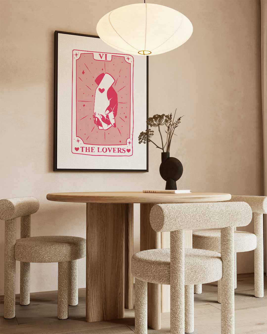 Liefdevolle Tarot Illustratie – kunstwerk met zwarte baklijst