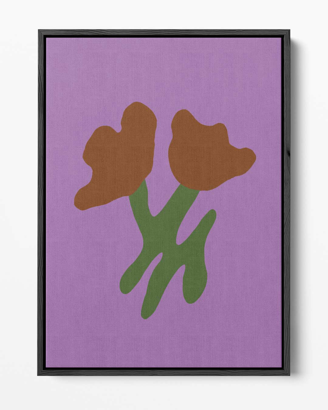 Simpele Bloemenschikking op Paarse Achtergrond – portret kunstwerk als wanddecoratie