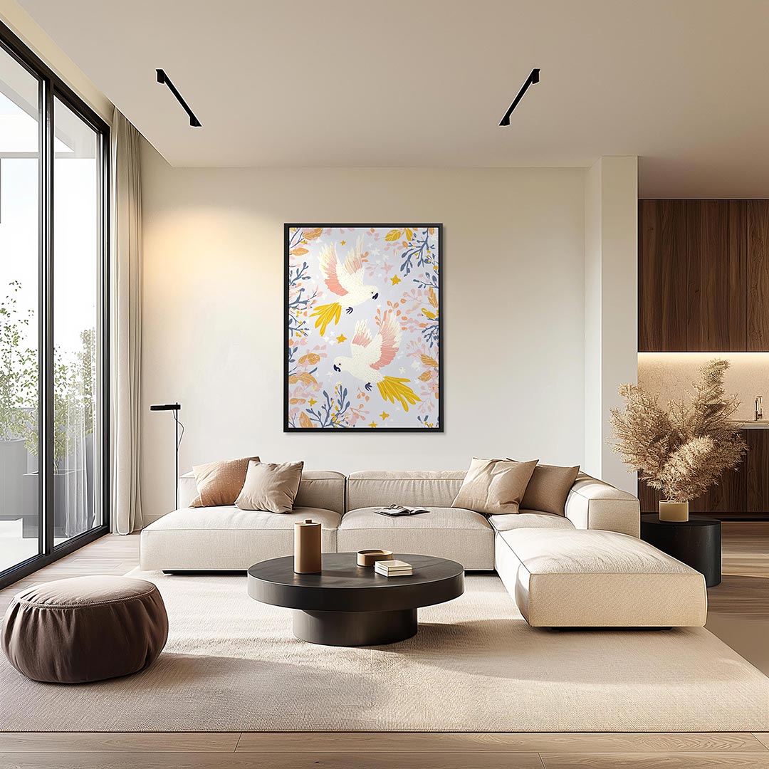 Vrolijke vogels – staand wanddecoratie kunstwerk