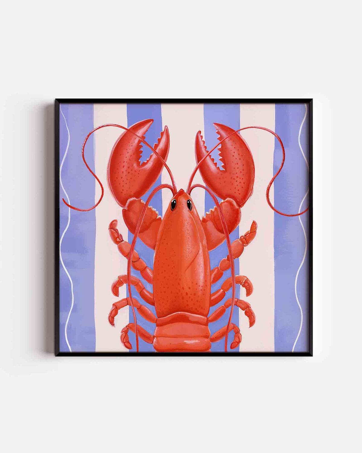 Kreeft op gestreepte achtergrond – Pop Art vierkante poster als wanddecoratie
