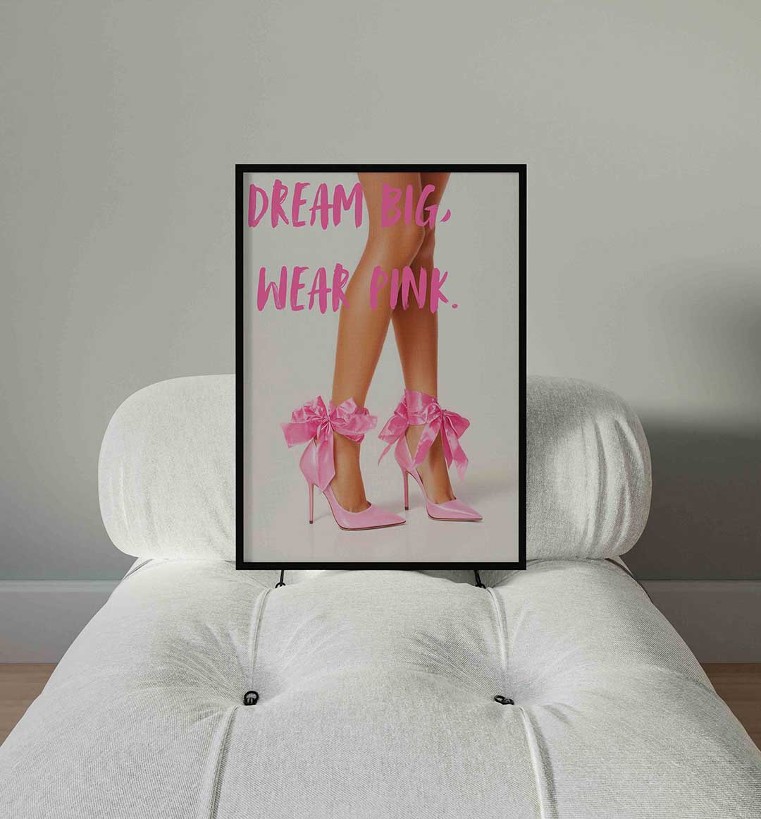 Roze hakken met strik – staande Pop Art wanddecoratie van WallArtistic