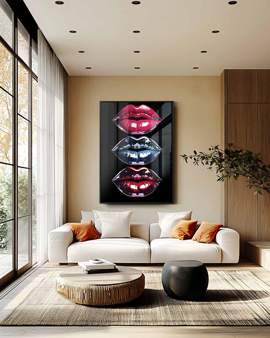 Kleurrijke Lippenkunst – staand kunstwerk voor modern interieur