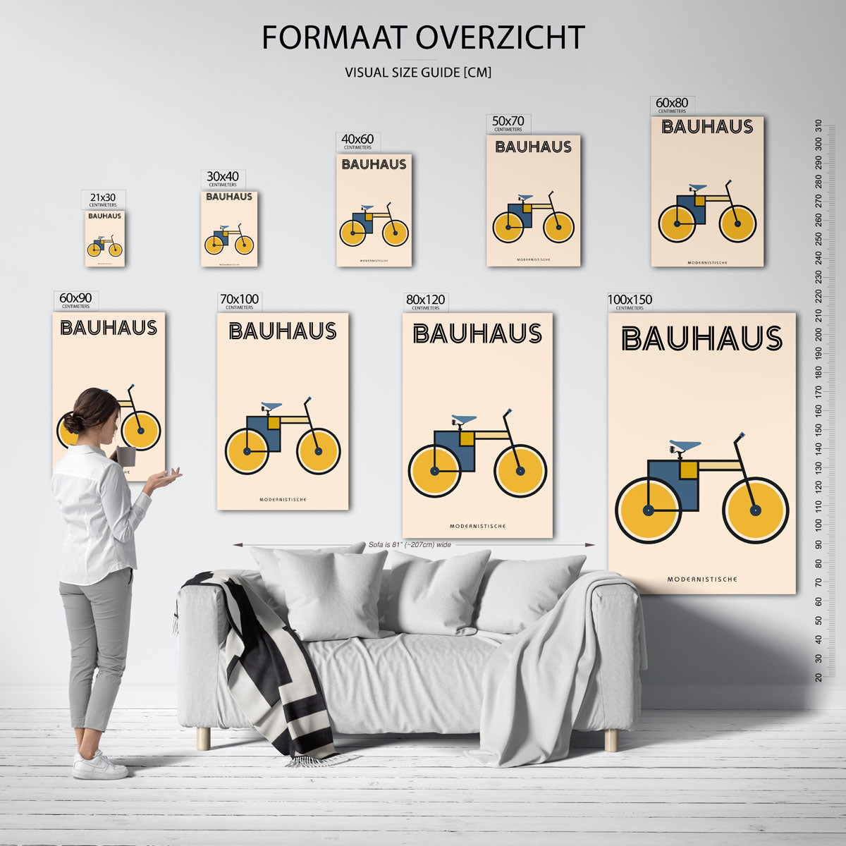 Fiets en vormen – geometrische poster in Bauhaus-stijl van WallArtistic
