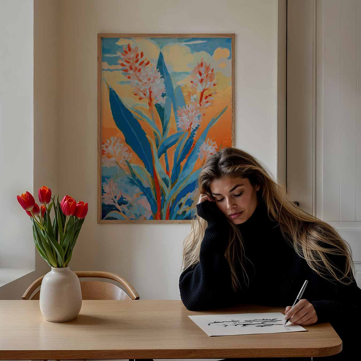 Kleurrijke Bloemenpracht – staande muurposter met zomerse uitstraling