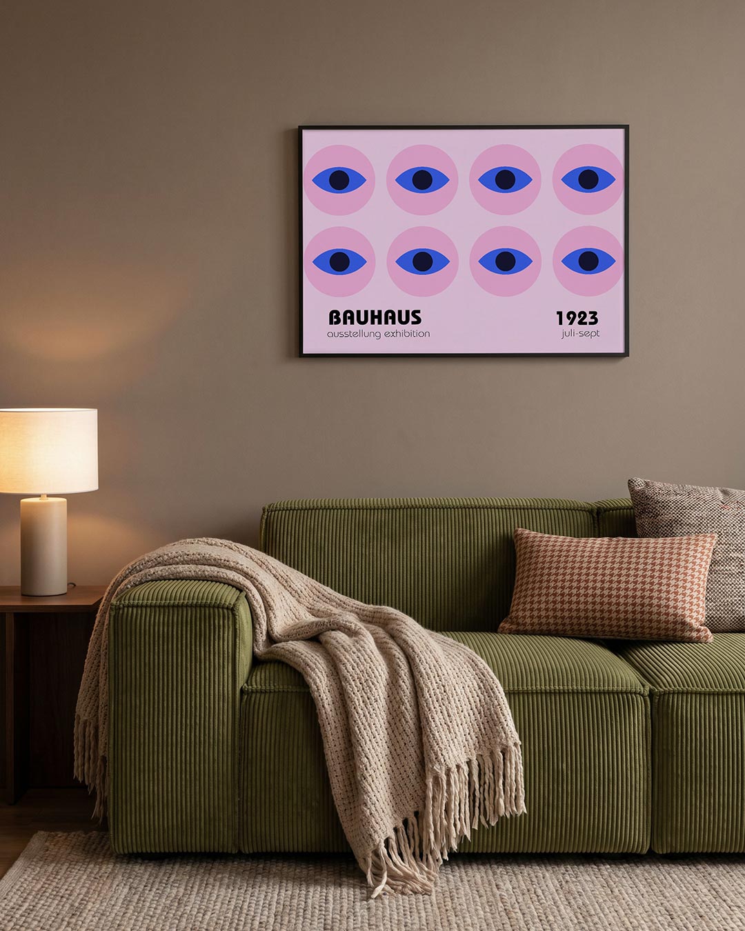Oogvormen herhaling – geometrische Bauhaus poster in liggend formaat