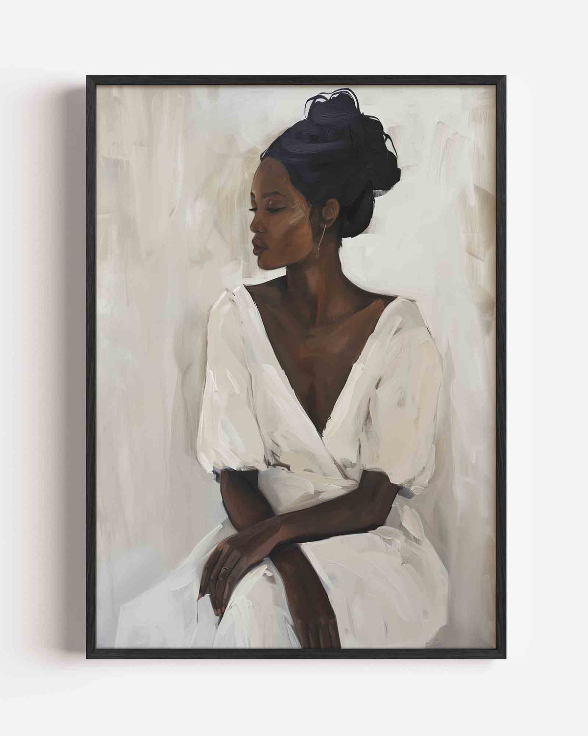 Vrouw in witte jurk – hedendaagse illustratie portret poster als wanddecoratie