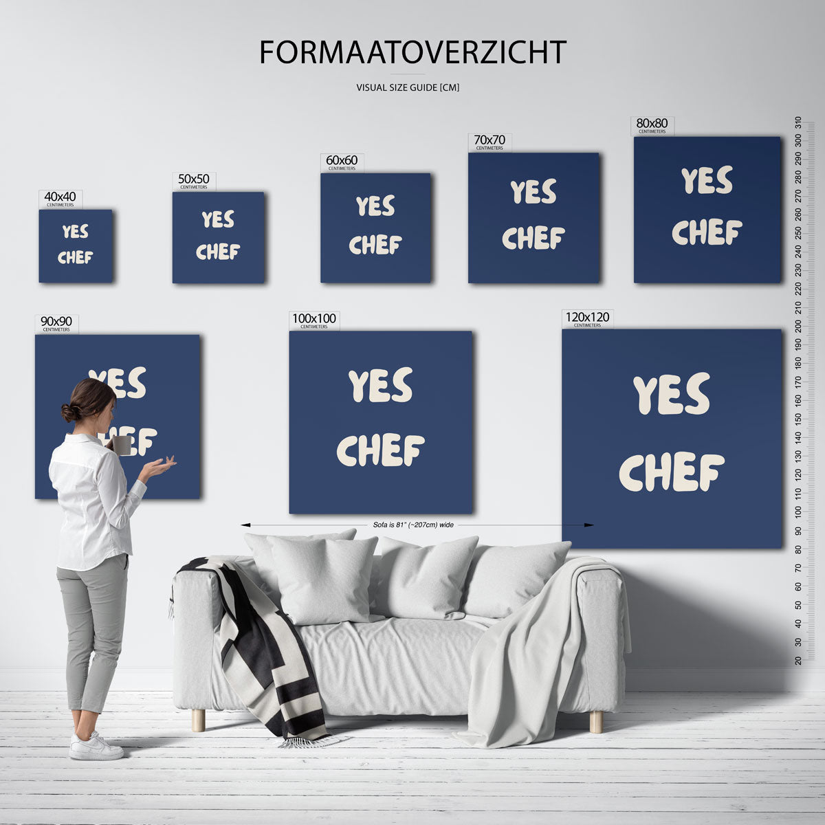 Yes chef – kleurrijke vierkante muurposter in Pop Art stijl