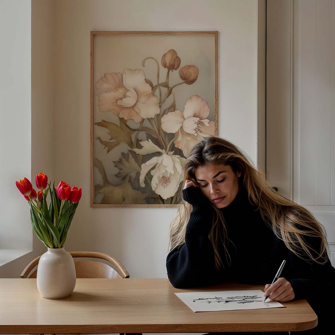 Vloeiende Bloemenpracht – bloemen poster in staand formaat
