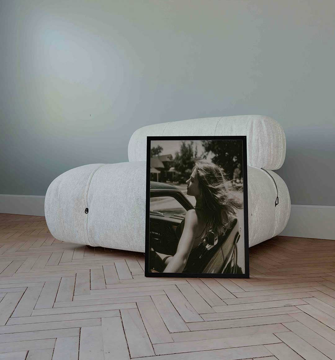 Vrouw in auto – Pop Art wandkunst als portret poster