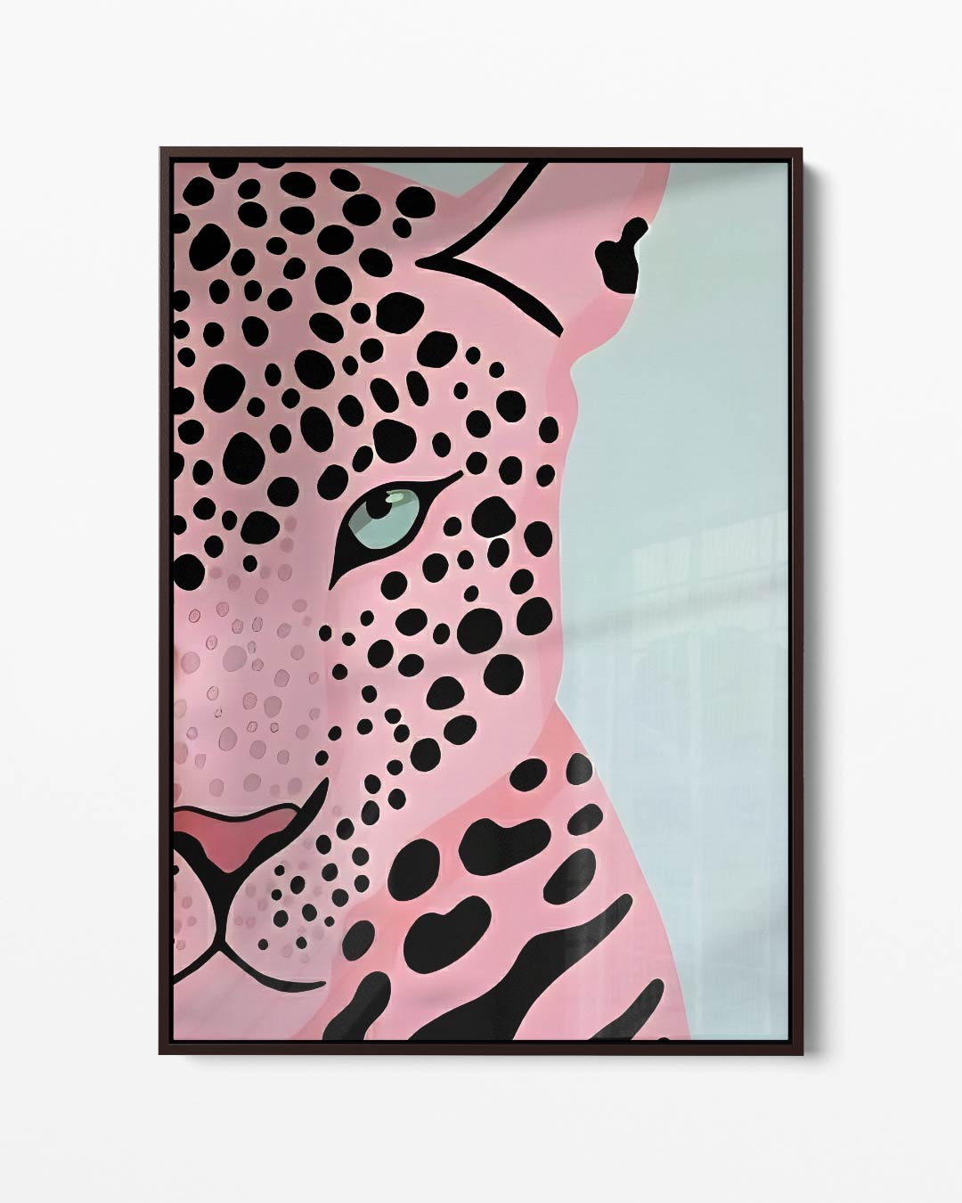 Roze Luipaard Pop Art – portret kunstwerk als wanddecoratie