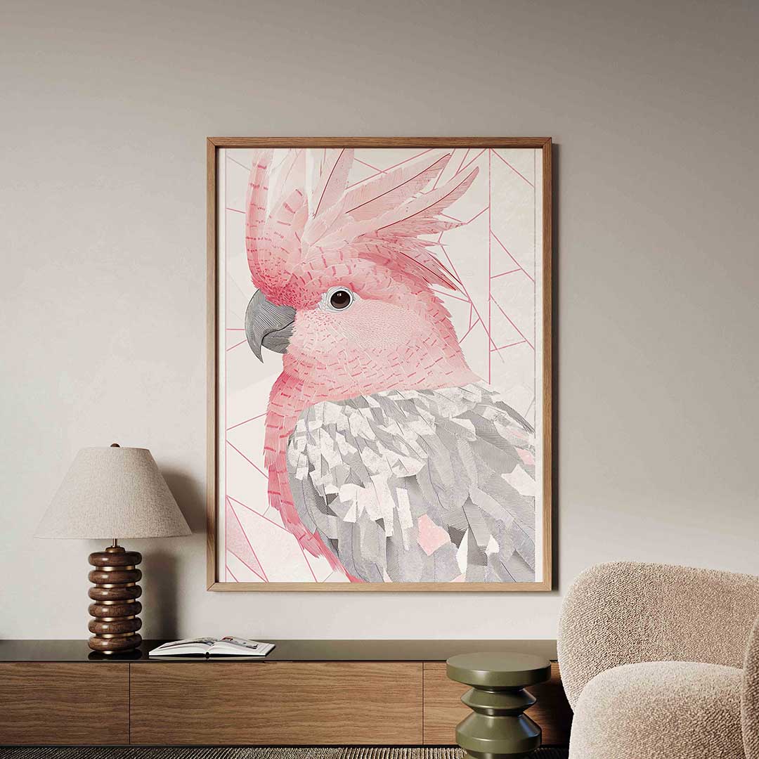 Roze vogel – dieren poster in staand formaat