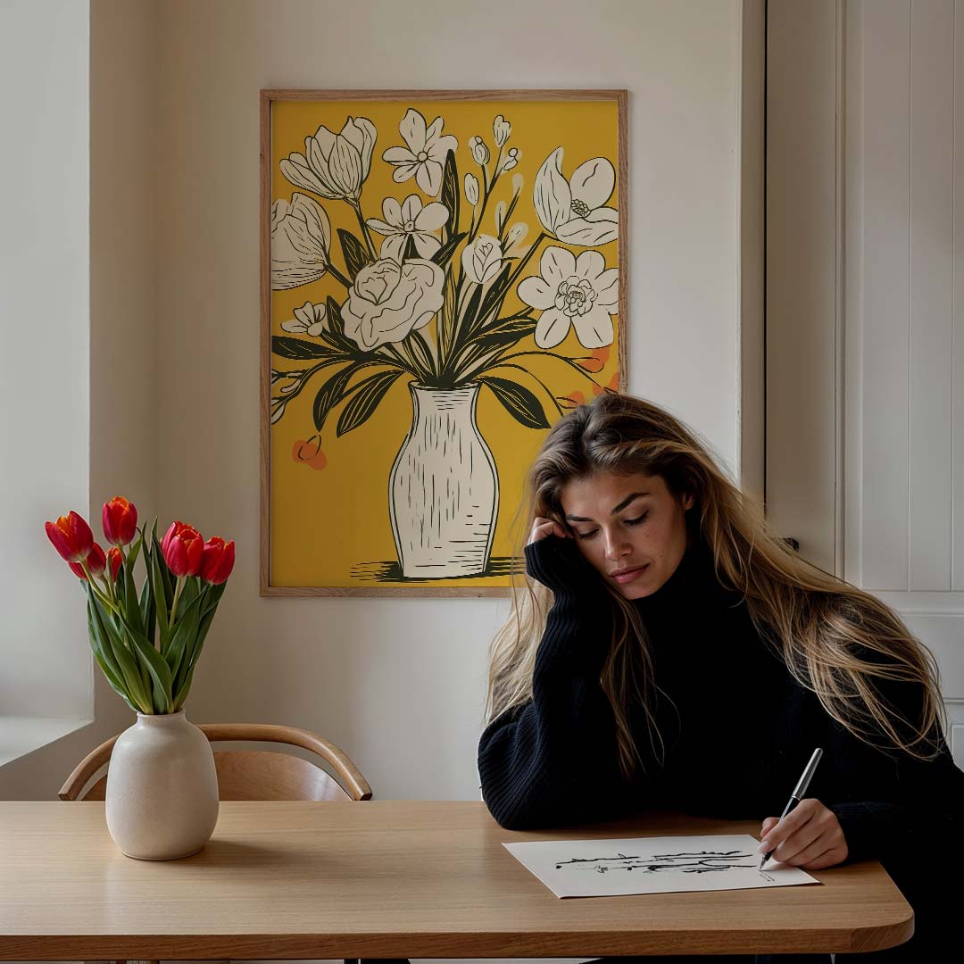 Bloemenpracht in Vaas – bloemen poster in staand formaat