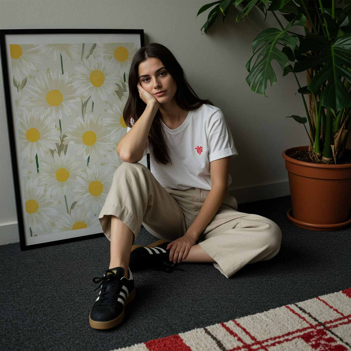 Vrolijke Margrieten – staande muurposter met bloemen